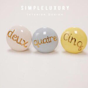 French Numbered Colorful Drawer Knobs for Kids and Bedroom Dressers